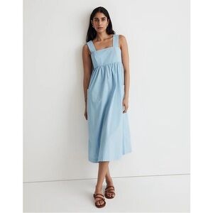 Madewell Cutout-Back Empire Midi Dress 100% Cotton Blue Size 4